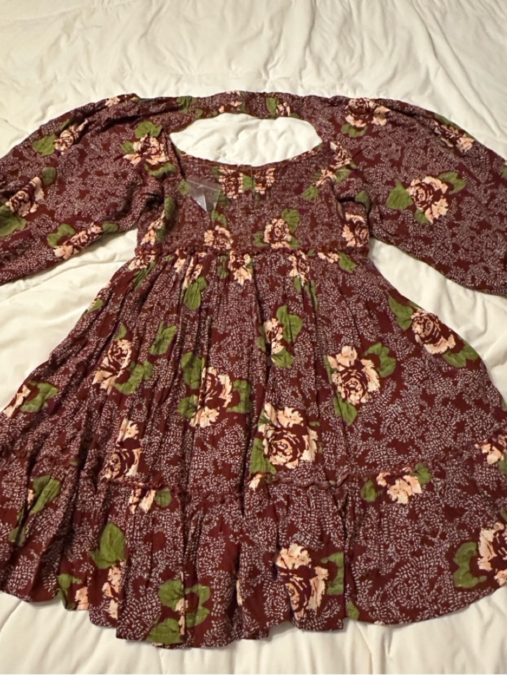 Free People Summer Picnic Printed Mini Dress - NWOT - Size L - Picture 5 of 16